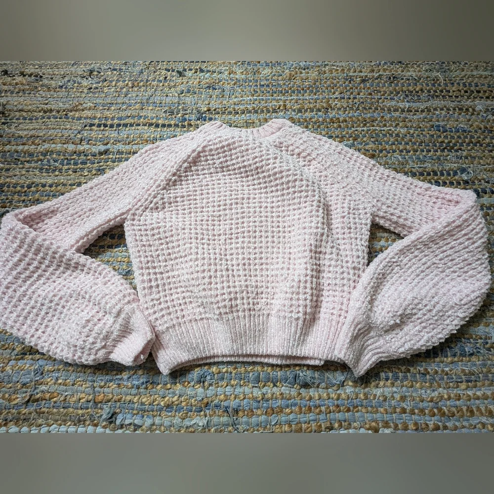 Altar’d State Blush Pink Chenille Textured Slightly Cropped Sweater XXS L/S Ribb